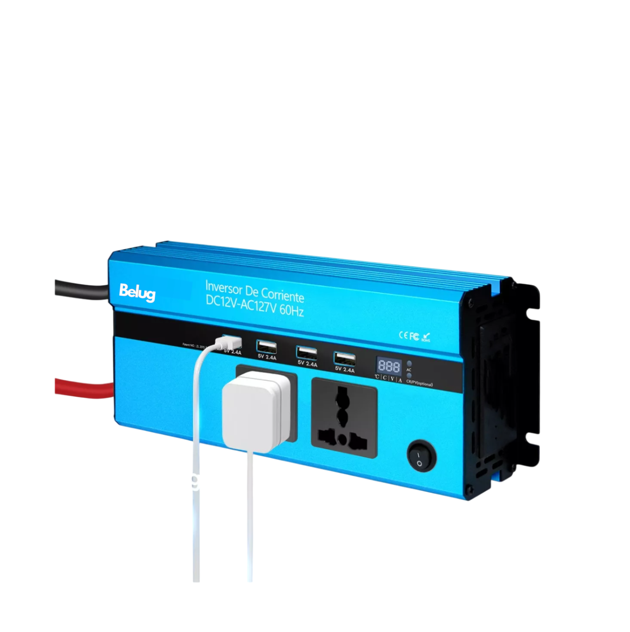 Foto 3 pulgar | Inversor De Corriente Dual 1000w Con 4 Usb 12 Vcc A 110 Vca, Belug Azul