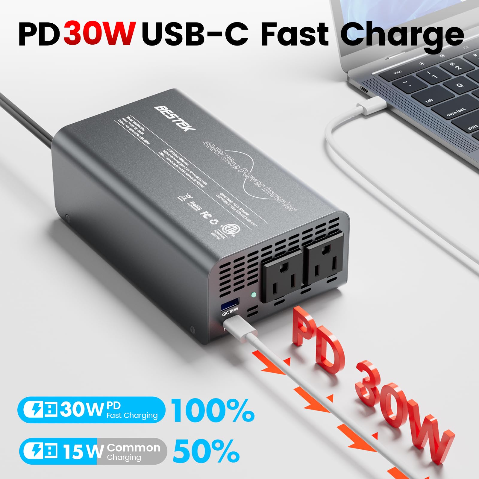 Foto 4 pulgar | Inversor De Corriente Bestek De Onda Sinusoidal Pura, 400 W, Dc, 12 V A 110 V Ac - Venta Internacional.