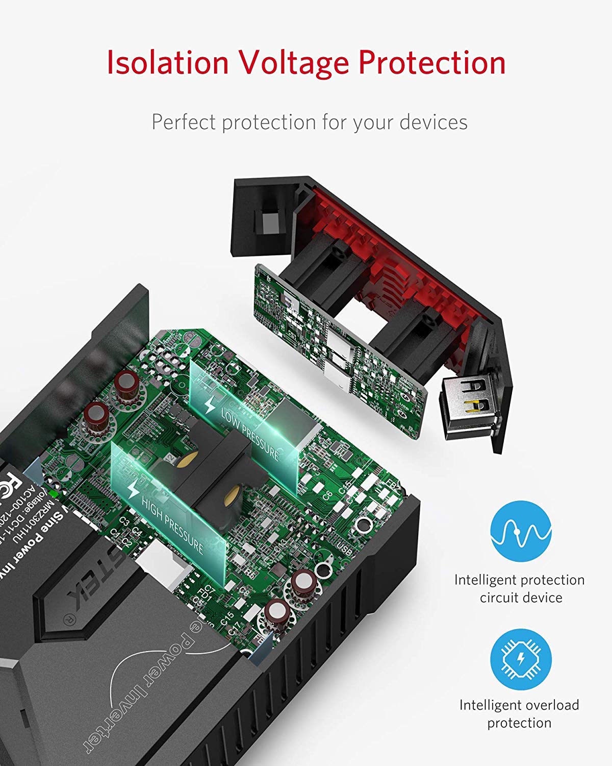 Foto 6 pulgar | Adaptador De Coche Power Inverter Bestek De Onda Sinusoidal Pura De 300 W - Venta Internacional.