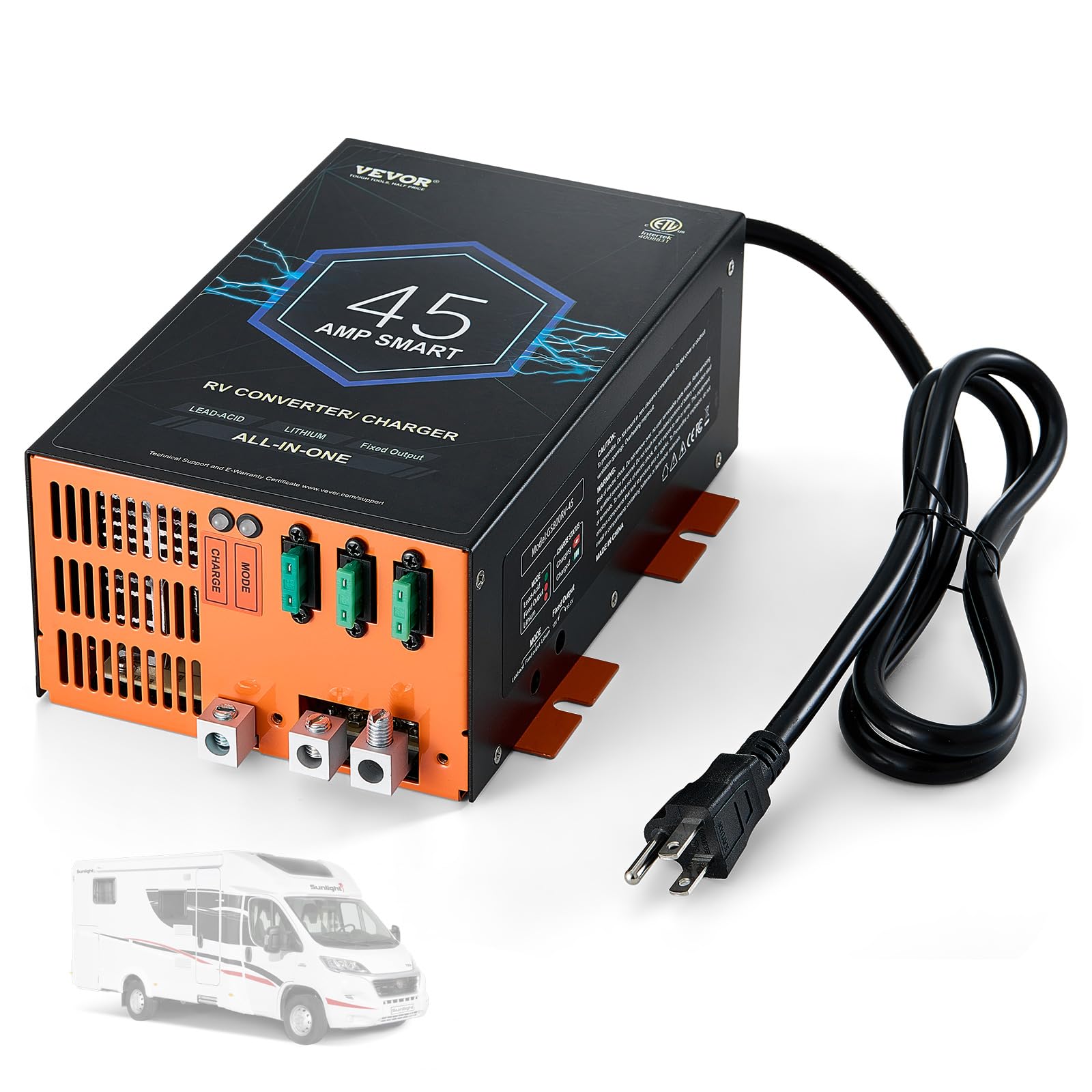 Foto 1 | Convertidor Rv Vevor 45 A 110 V Ac A 12 V Dc Con Carga De 4 Etapas - Venta Internacional.