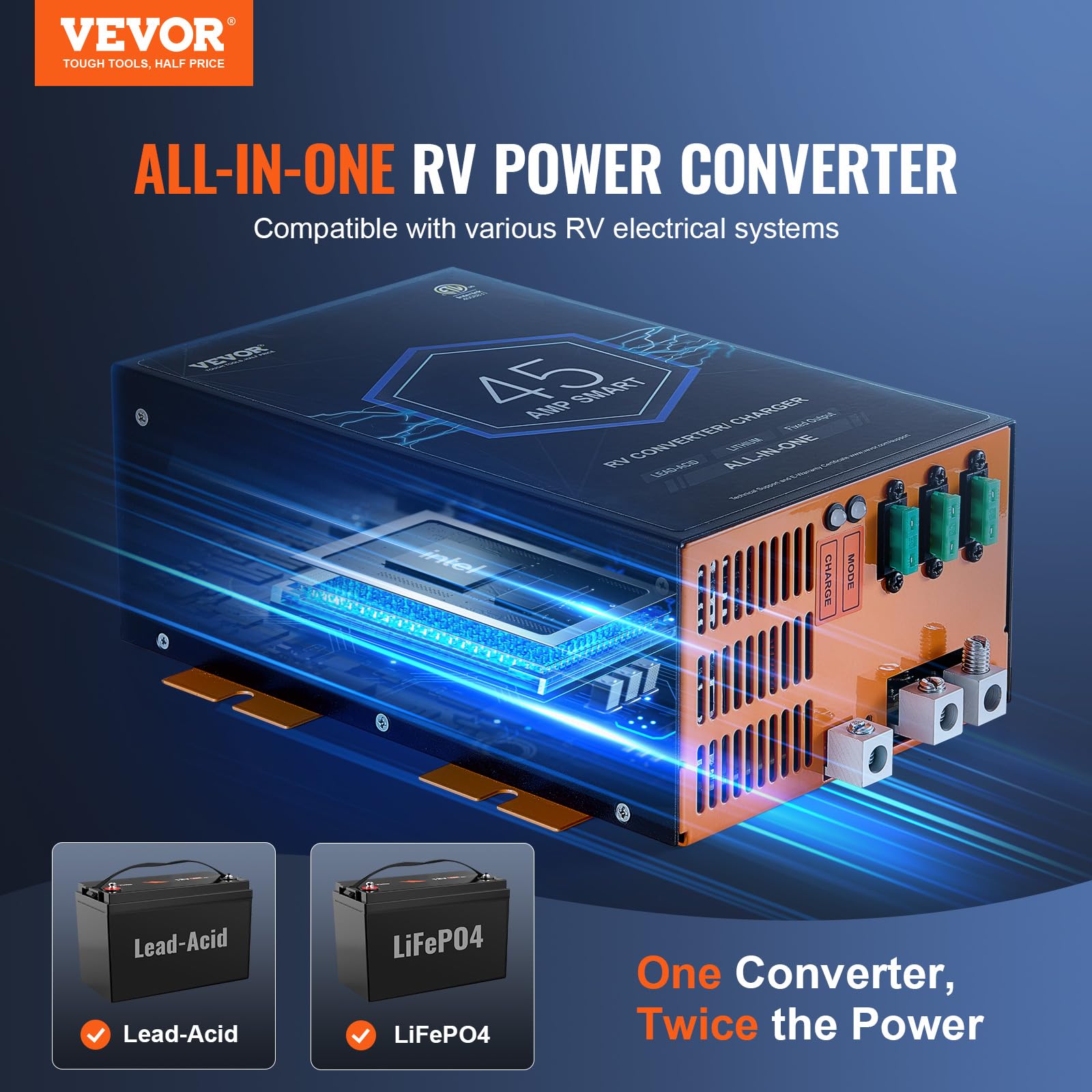 Foto 2 | Convertidor Rv Vevor 45 A 110 V Ac A 12 V Dc Con Carga De 4 Etapas - Venta Internacional.