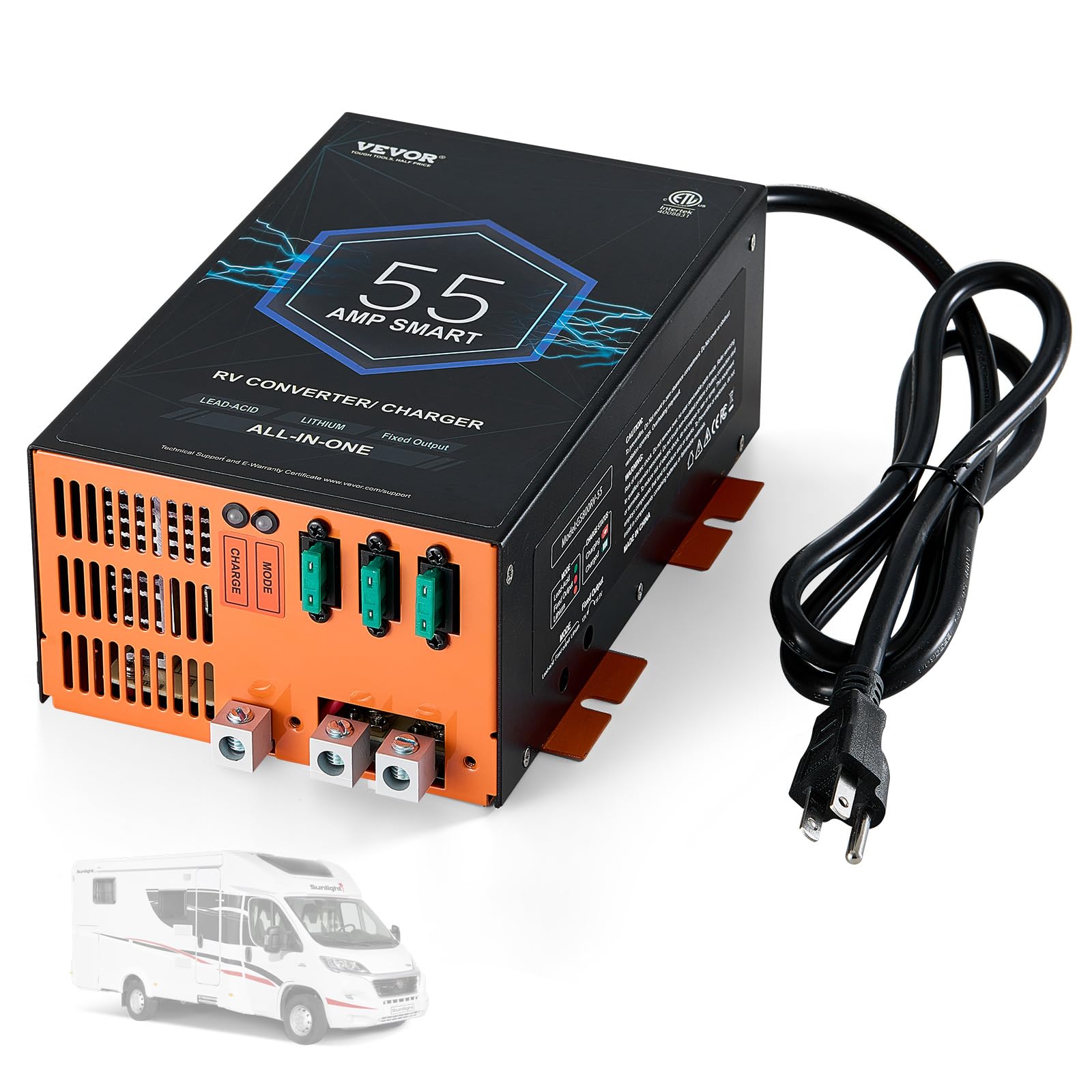 Foto 1 | Convertidor Rv Vevor 55a 110 V Ac A 12 V Dc Con Carga De 4 Etapas - Venta Internacional.