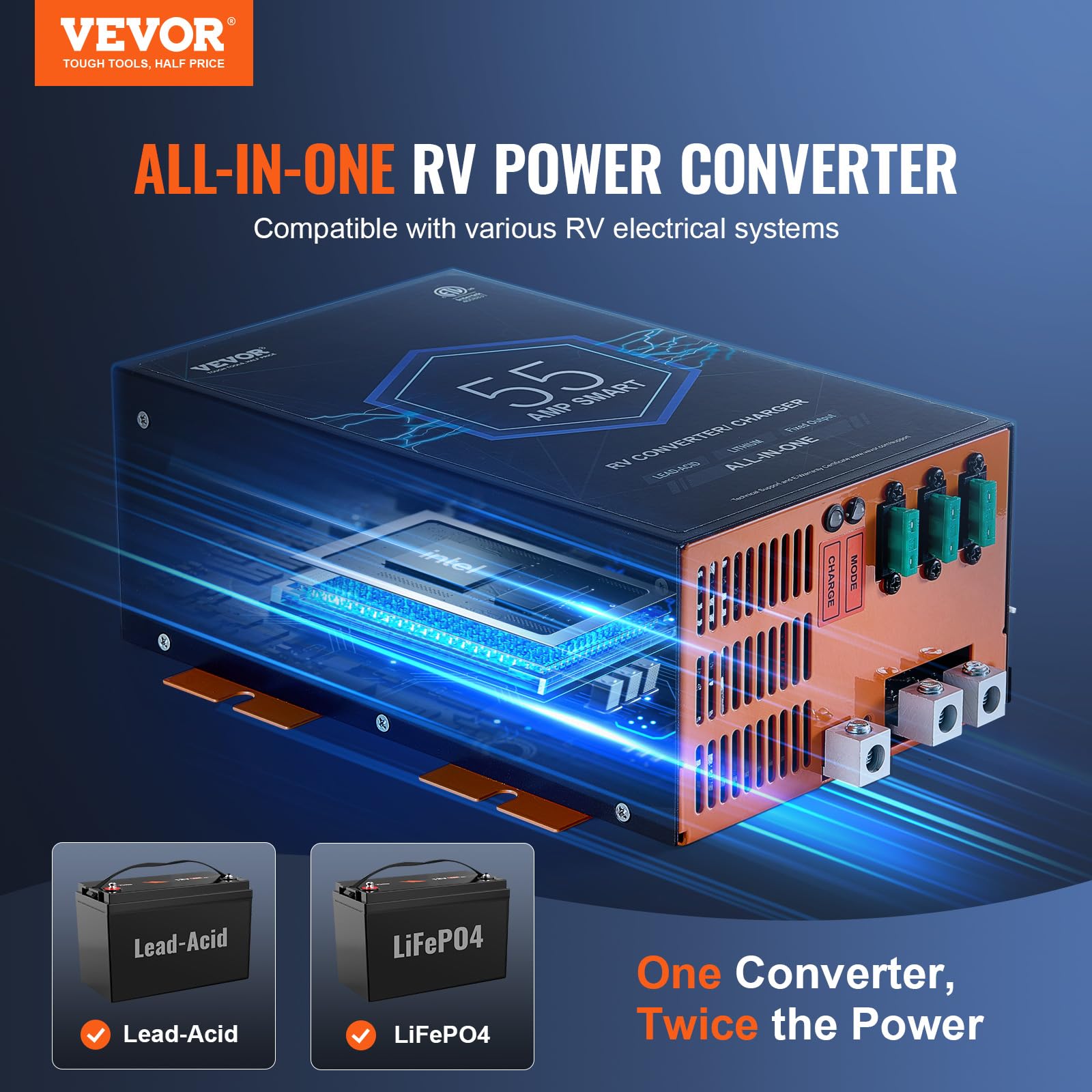 Foto 3 pulgar | Convertidor Rv Vevor 55a 110 V Ac A 12 V Dc Con Carga De 4 Etapas - Venta Internacional.