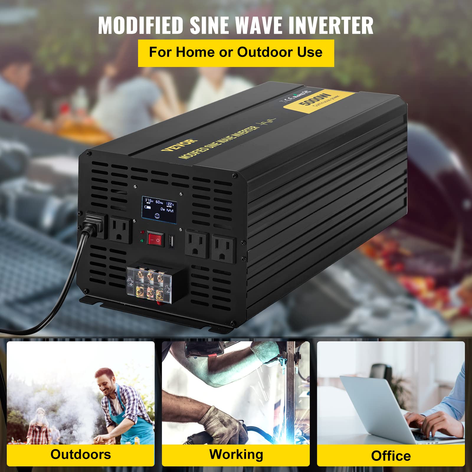 Foto 3 pulgar | Inversor De Corriente Vevor 5000w De Onda Sinusoidal Modificada Dc 12v A Ac 1 - Venta Internacional.