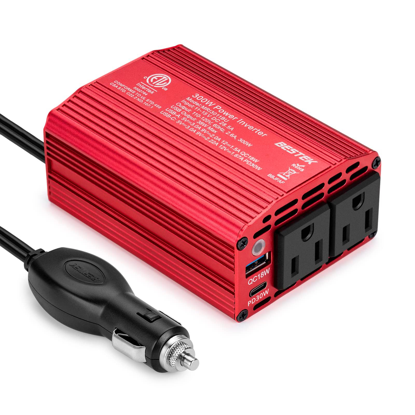 Foto 2 pulgar | Inversor De Corriente Bestek 300 W Dc 12 V A 110 V Ac Con Usb-c Pd 30w - Venta Internacional.