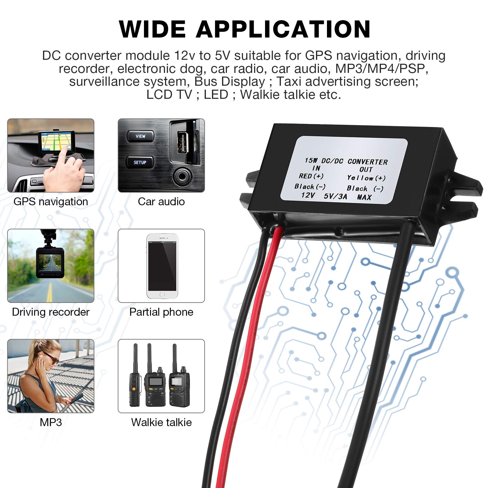 Foto 7 pulgar | Convertidor Dc Buck De 12 V A 5 V, 3 A, 15 W Con Salida Usb - Venta Internacional.