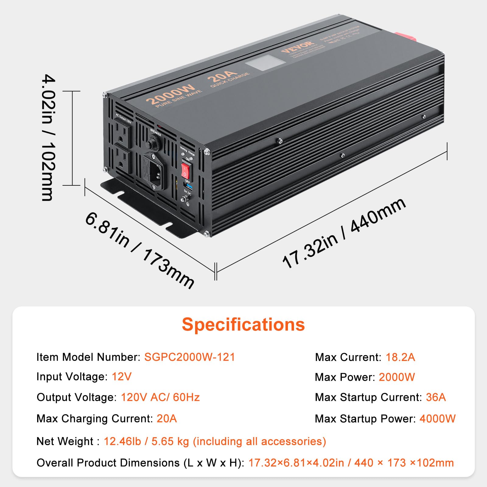 Foto 7 | Batería De Respaldo Para Bomba De Sumidero Vevor 2000w Con Pantalla Lcd 2000w - Venta Internacional.