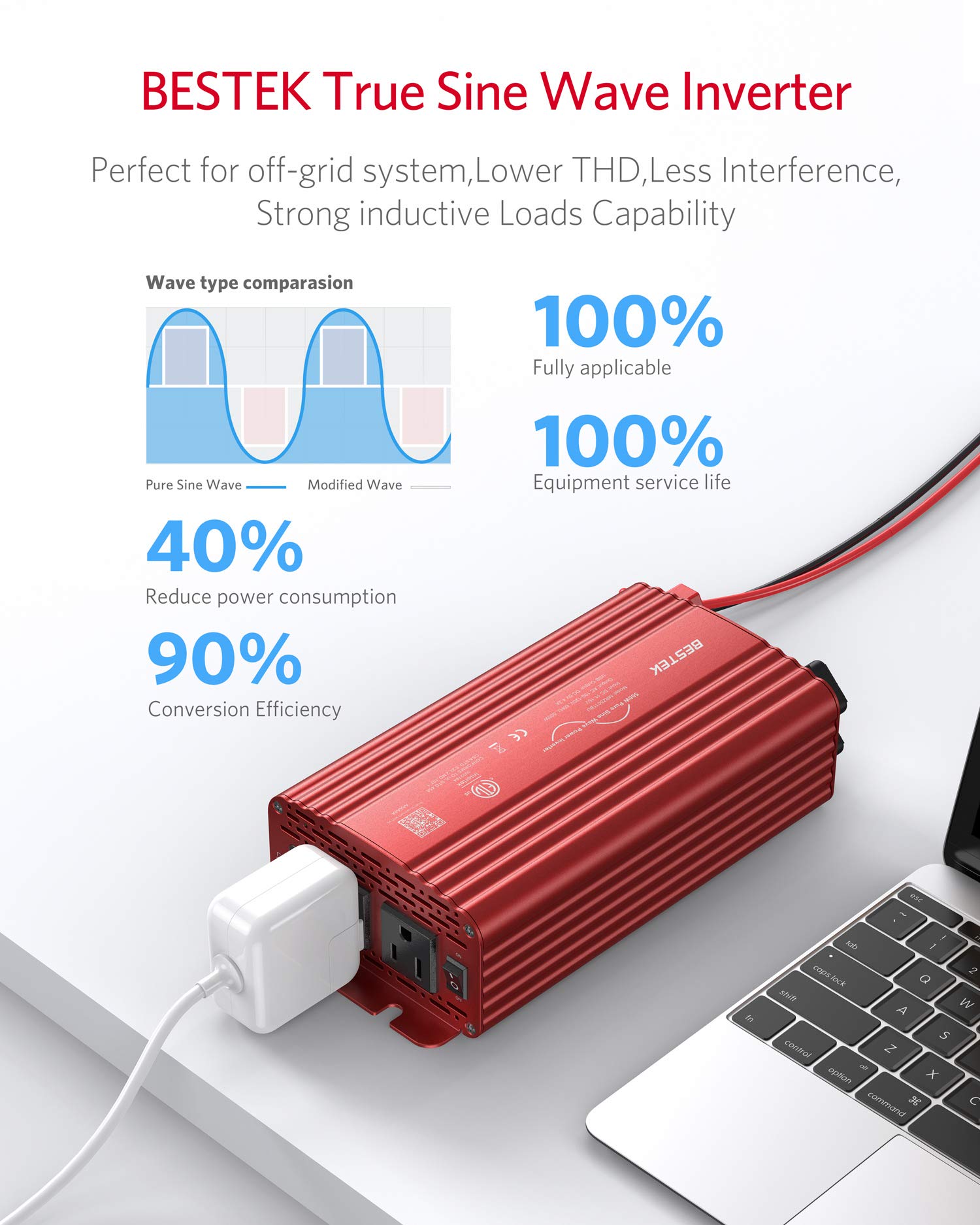 Foto 2 | Inversor De Corriente Bestek De Onda Sinusoidal Pura De 500 W, Dc 12 V A Ac 110 V - Venta Internacional.