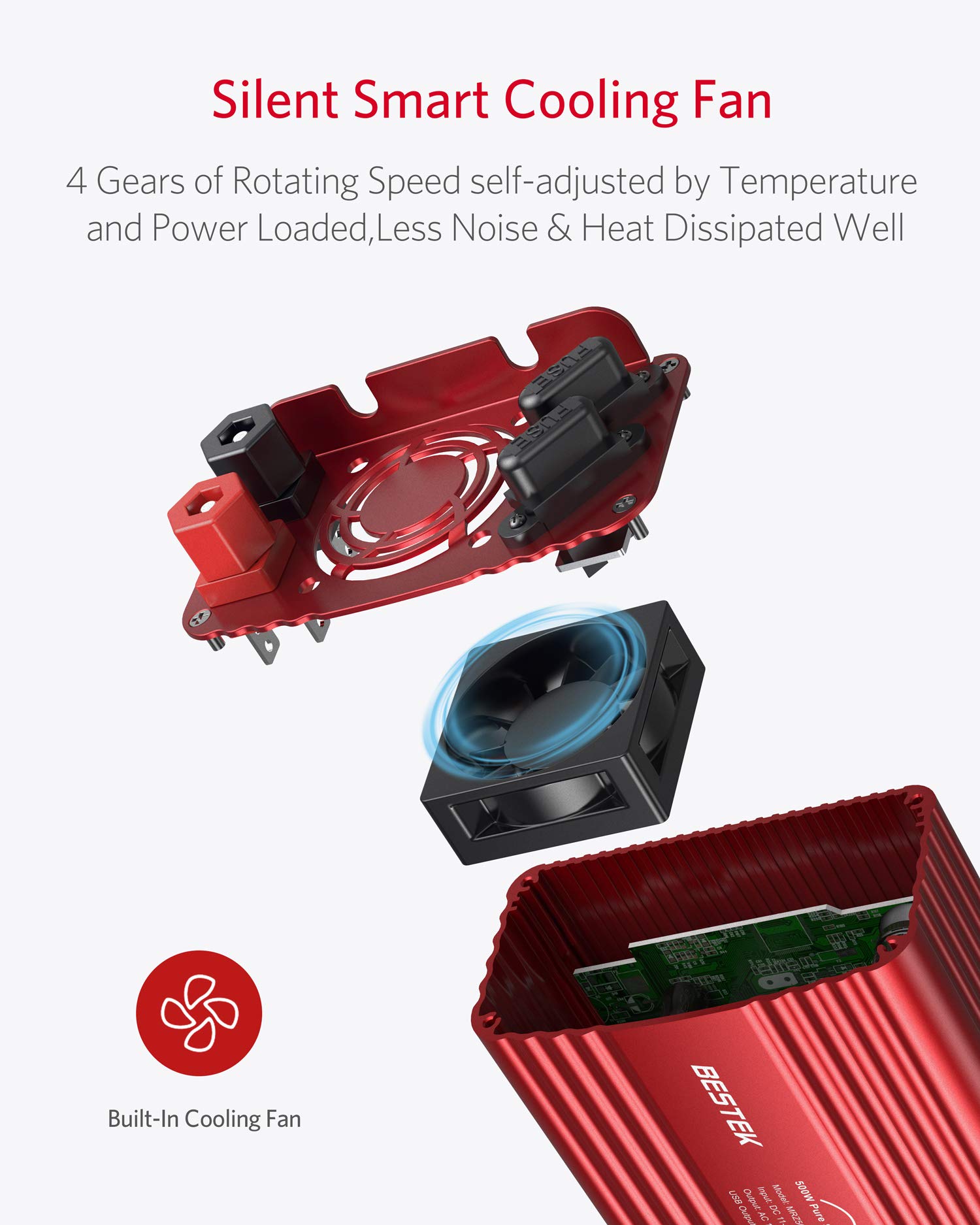 Foto 5 | Inversor De Corriente Bestek De Onda Sinusoidal Pura De 500 W, Dc 12 V A Ac 110 V - Venta Internacional.