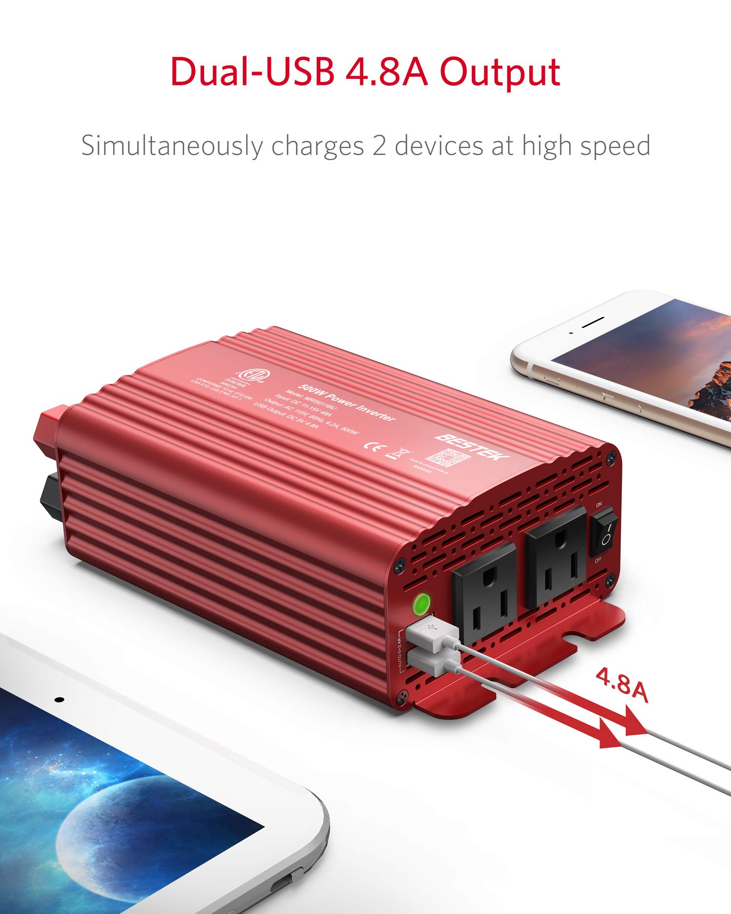 Foto 3 pulgar | Inversor De Corriente Bestek 500 W Dc 12 V A 110 V Ac Con Cargador Usb - Venta Internacional.