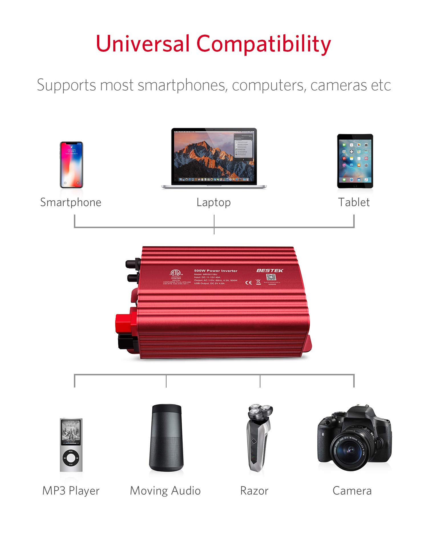 Foto 7 pulgar | Inversor De Corriente Bestek 500 W Dc 12 V A 110 V Ac Con Cargador Usb - Venta Internacional.