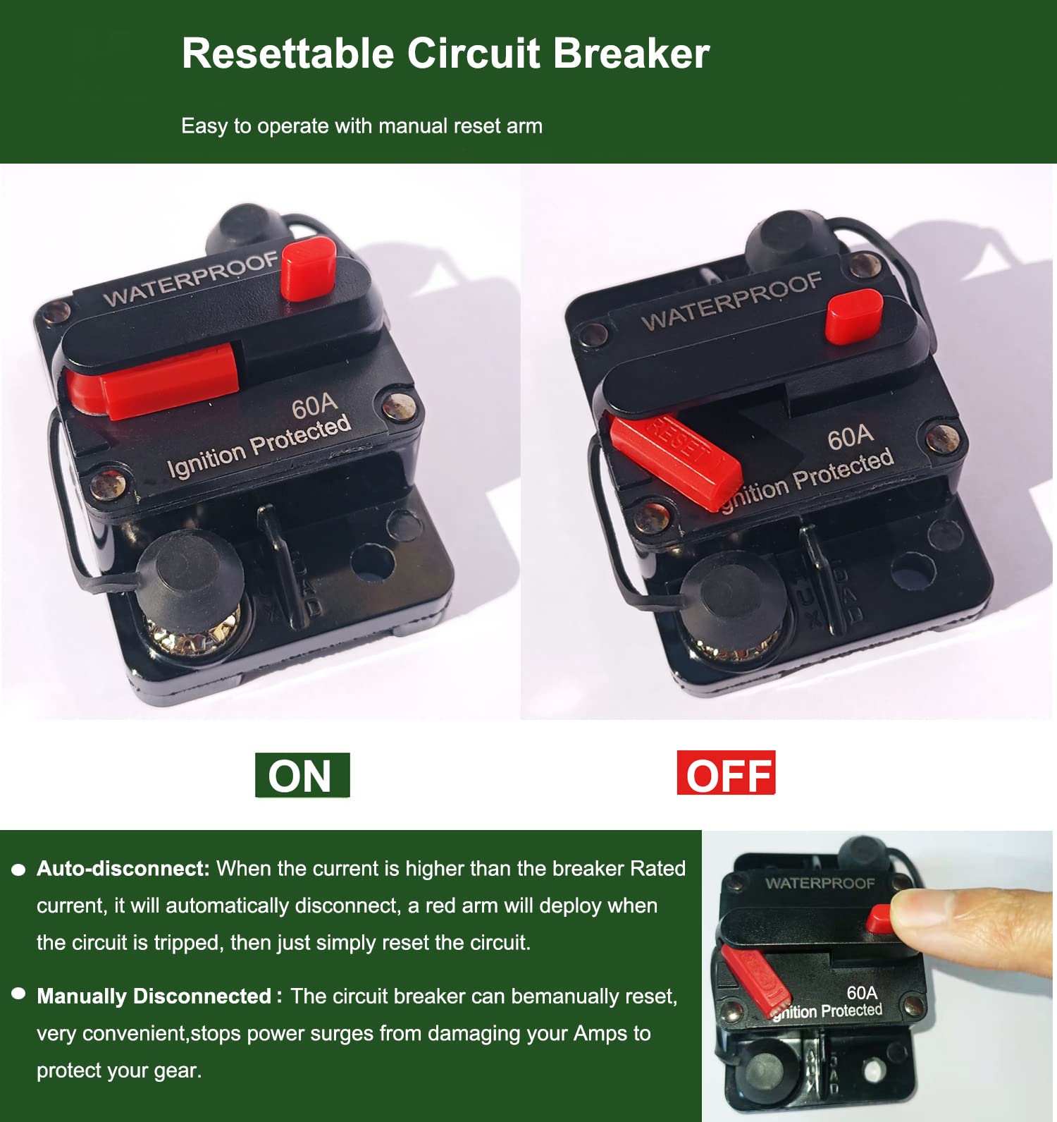 Foto 3 pulgar | Disyuntor Tiwerlfe Cb181f-100 60 A 12-48 V Dc Con Interruptor - Venta Internacional.