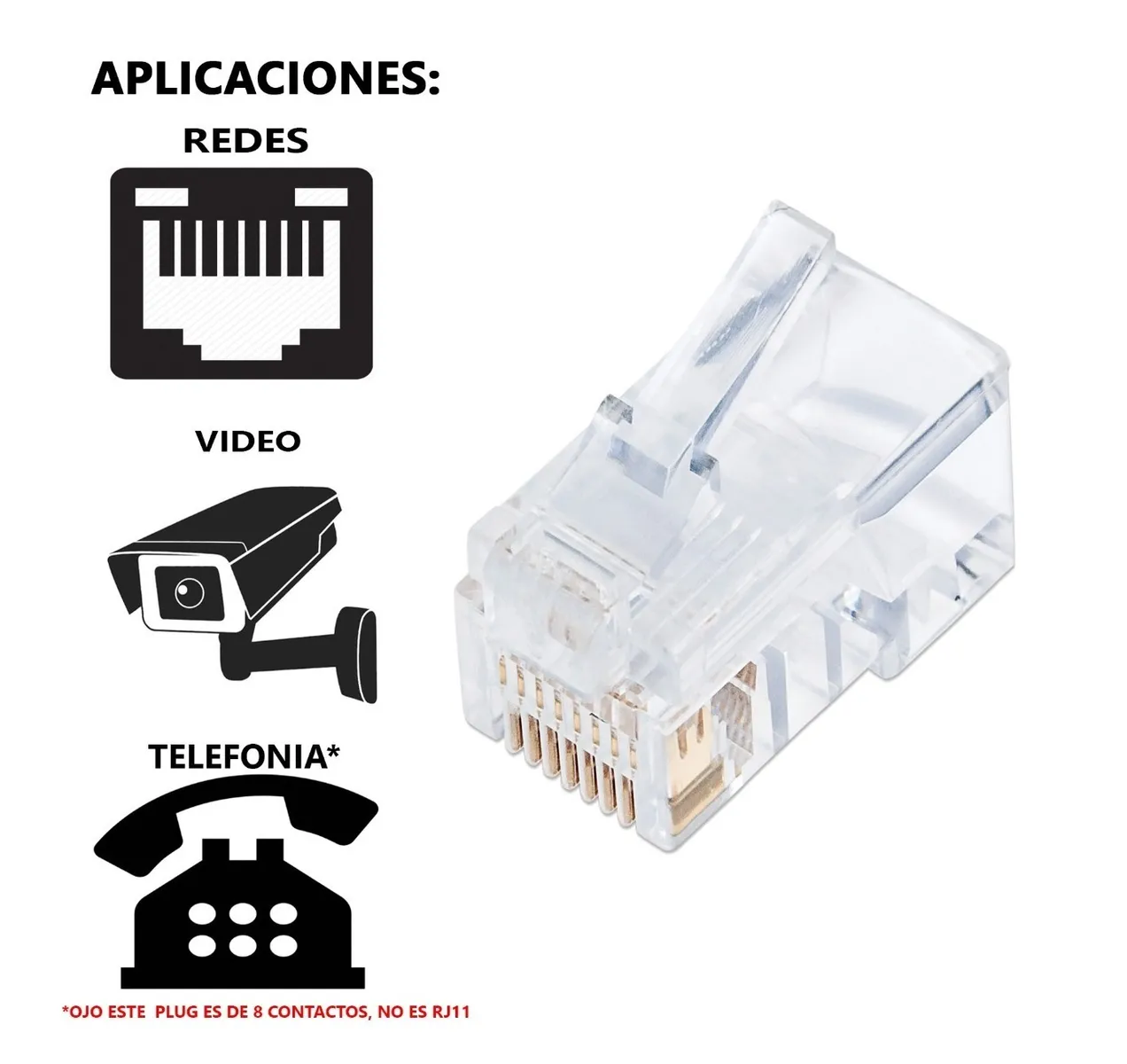 Foto 3 pulgar | Kit con 100 Conectores Eo Safe Imports ESI-550 color Transparente RJ-45