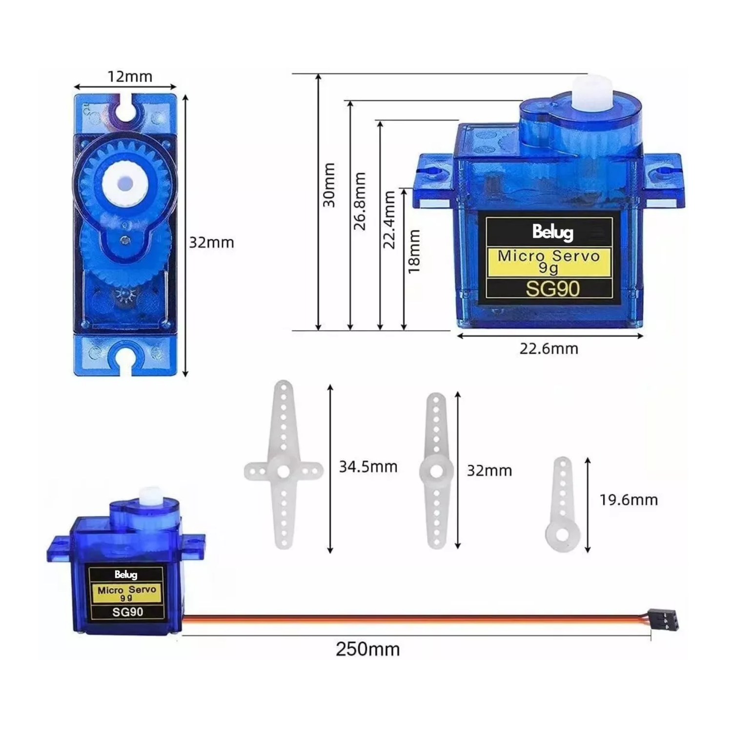 Foto 5 | Servomotor Micro Sg90 1.6kg Servo Motor Arduino Pic 5 Pzs, Belug Azul