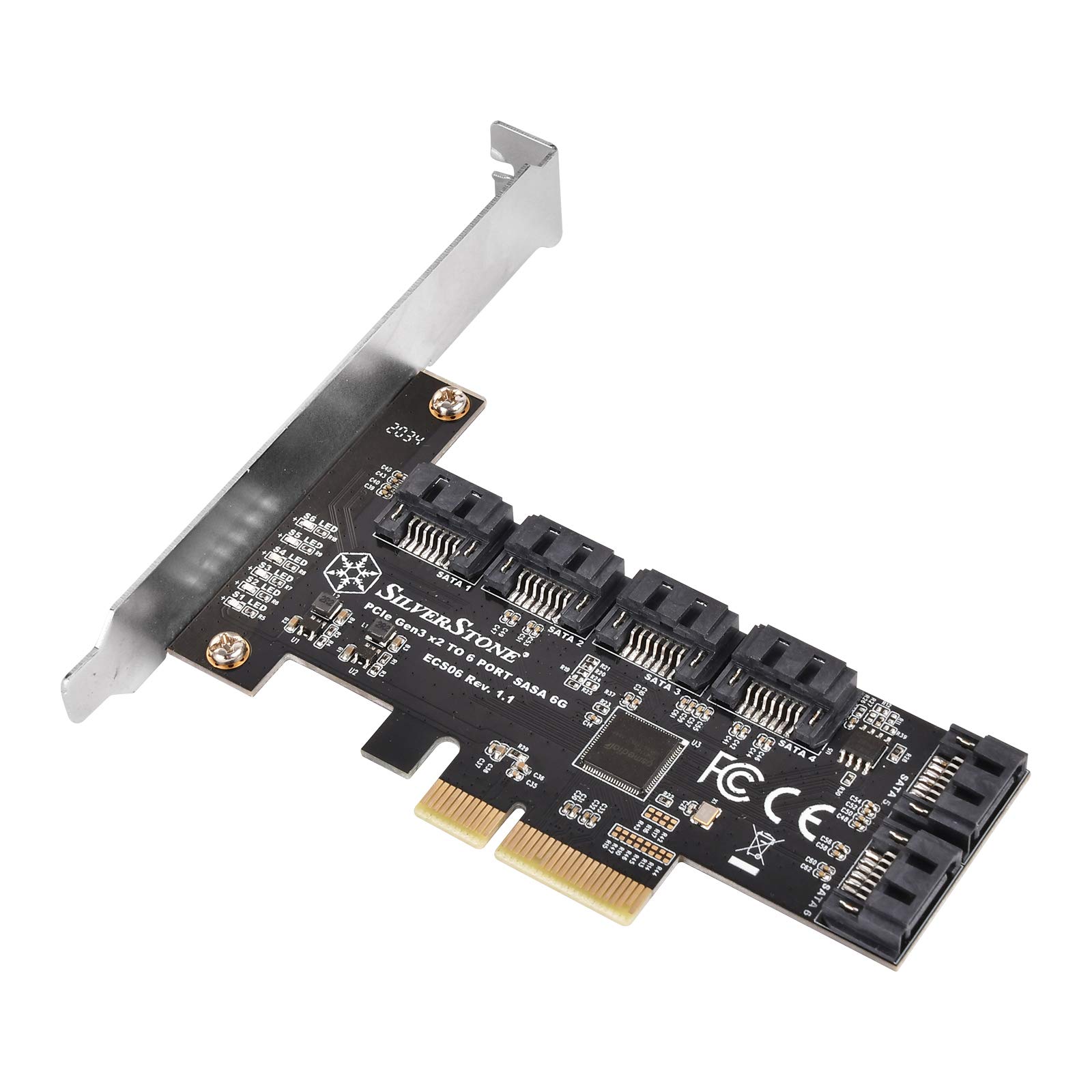 Foto 2 pulgar | Tarjeta Pci Express Con Tecnología Silverstone Ecs06 De 6 Puertos Sata