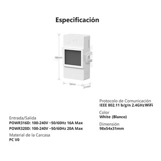 Foto 2 | Interruptor Inteligente De Medidor Potencia Powr320d Eo Safe Imports Esi-15735 Blanco