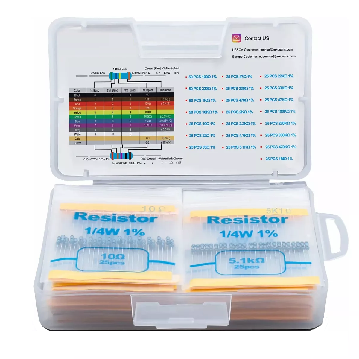 Foto 1 | Kit de Resistores Eo Safe Imports ESI-8674 Multicolor 650 Piezas 22 Valores 1% 1/4w