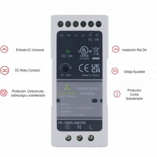 Foto 2 | Fuente Conmutada Alpha Electric 40w 1.7a 24 Vdc Equi Meanwell Mdr-40-24