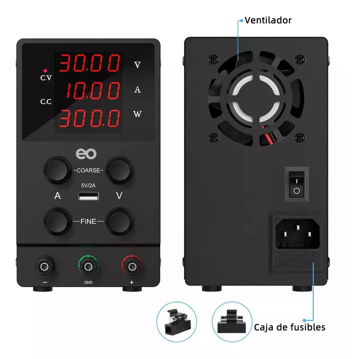 Foto 4 pulgar | Fuente De Alimentación Regulada Dc 0-30v 0-10a Eo Safe Imports Esi-10755-1 Negro