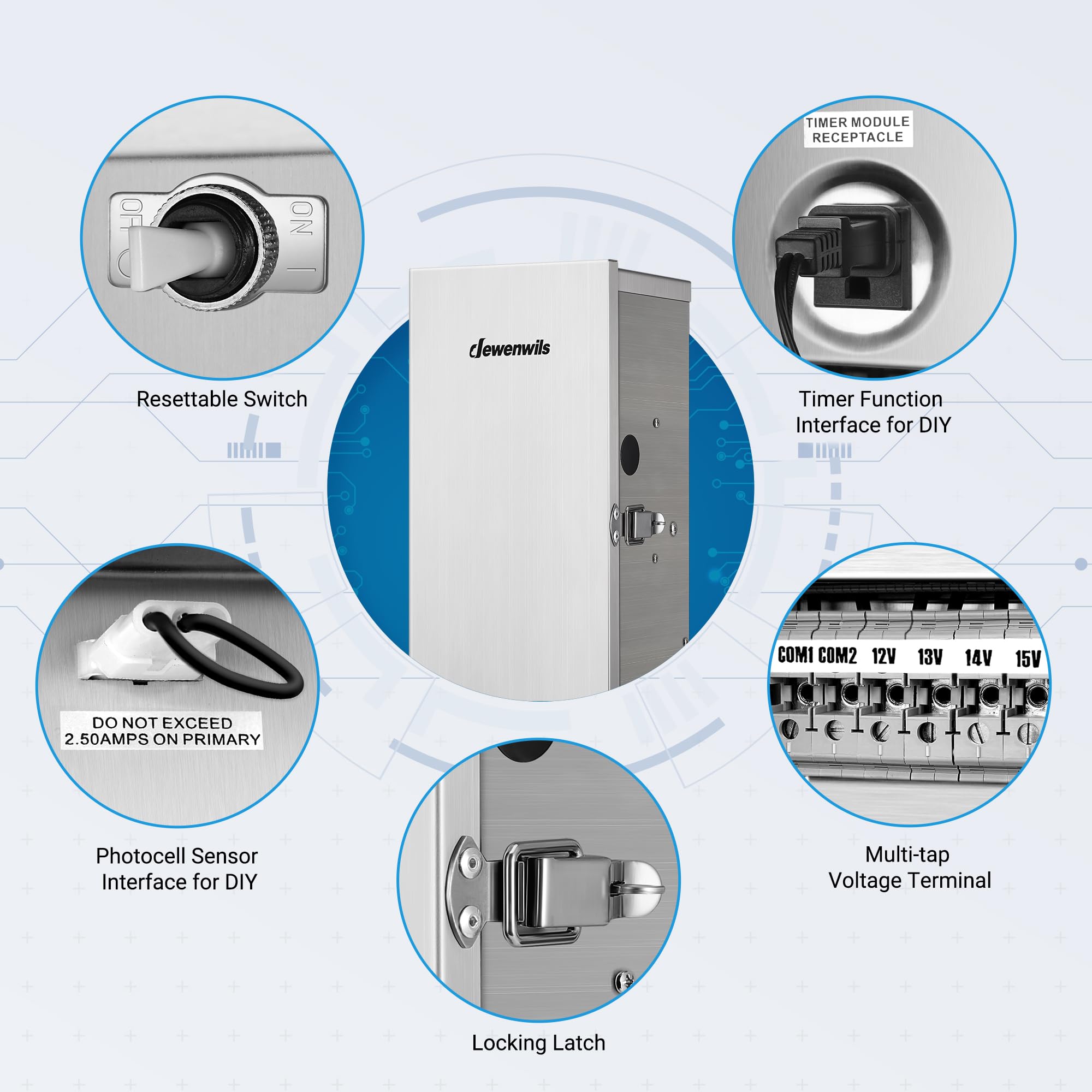 Foto 3 pulgar | Transformador De Baja Tensión Dewenwils 300w 120v A 12v/13v/14v/15v - Venta Internacional.