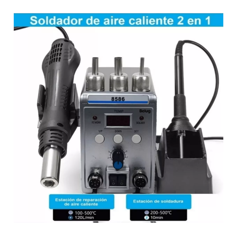 Foto 5 pulgar | Estación De Soldadura De 700w De Pistola De Calor Y Cautín Negro/plata Belug