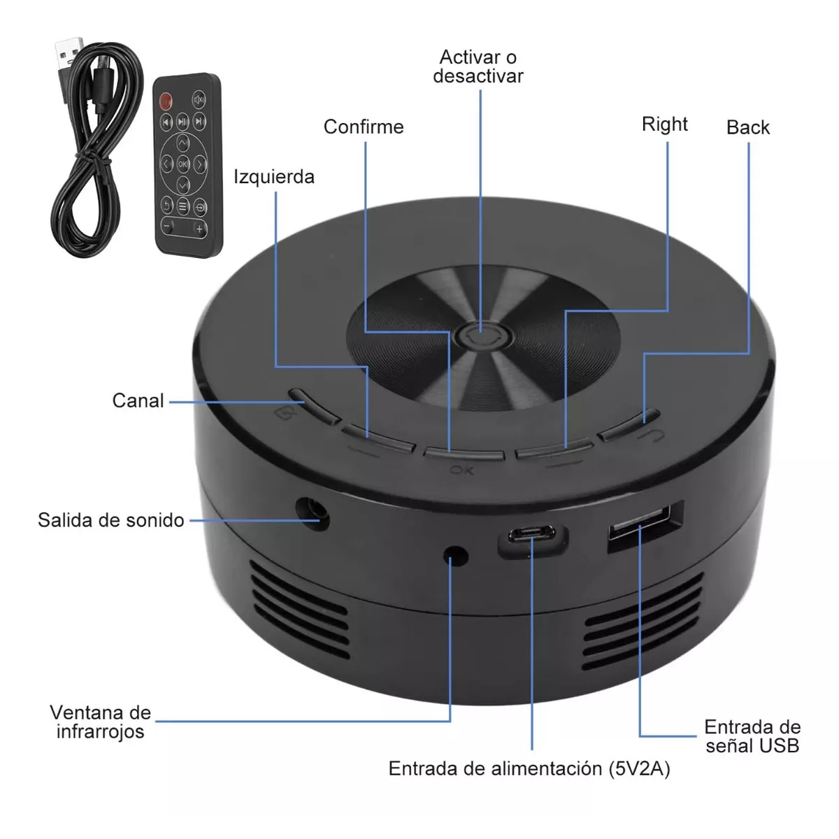 Foto 2 | Mini Proyector Portátil Hd 1500 Lúmenes Usb Eo Safe Imports Esi-9950 Negro