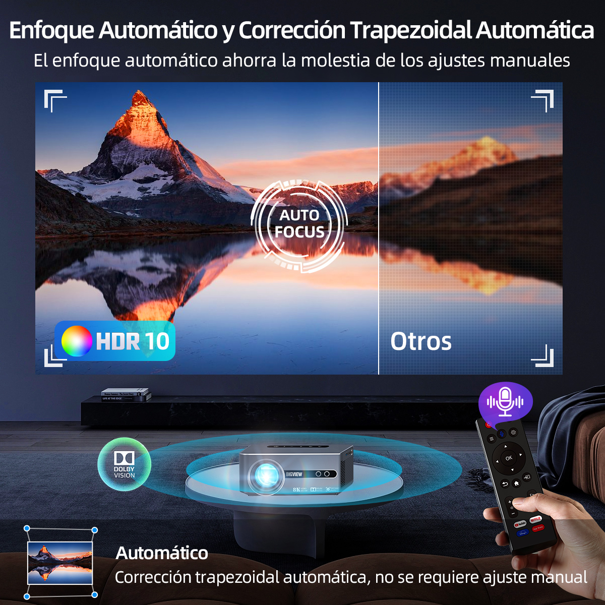 Foto 6 pulgar | Proyector Bigview T1pro 8K 1080p Android 9.0 2 GB RAM 32 GB ROM