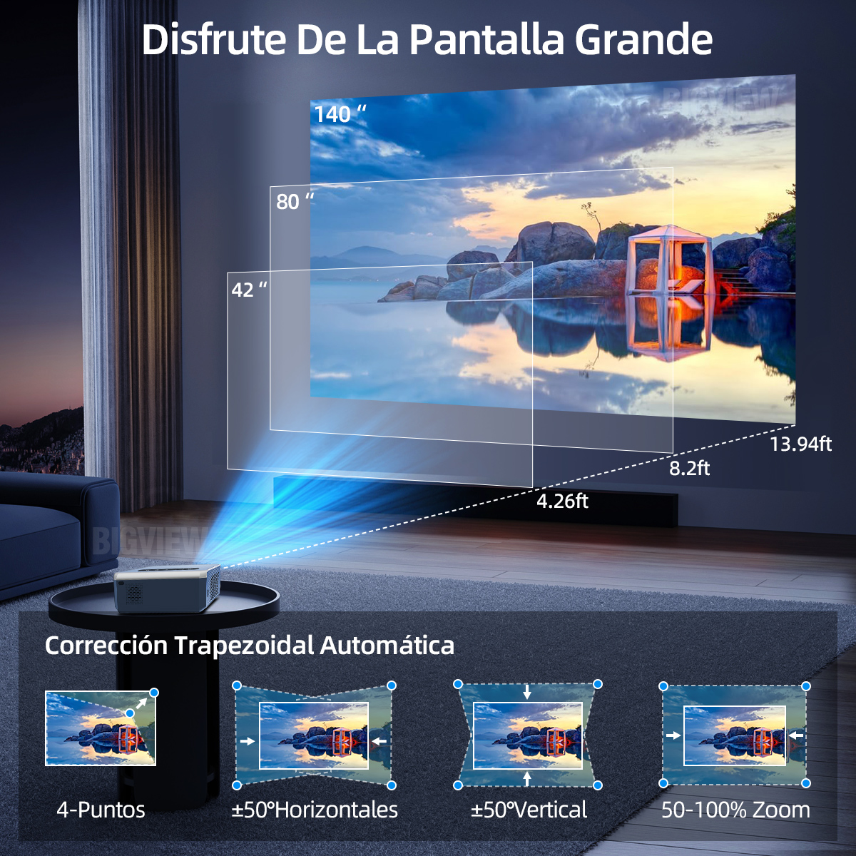 Foto 8 pulgar | Proyector Bigview T1pro 8K 1080p Android 9.0 2 GB RAM 32 GB ROM