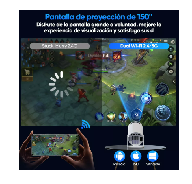 Foto 5 pulgar | Proyector Profesional 4k Android 8000lm Led 1080p Hy300 Pro