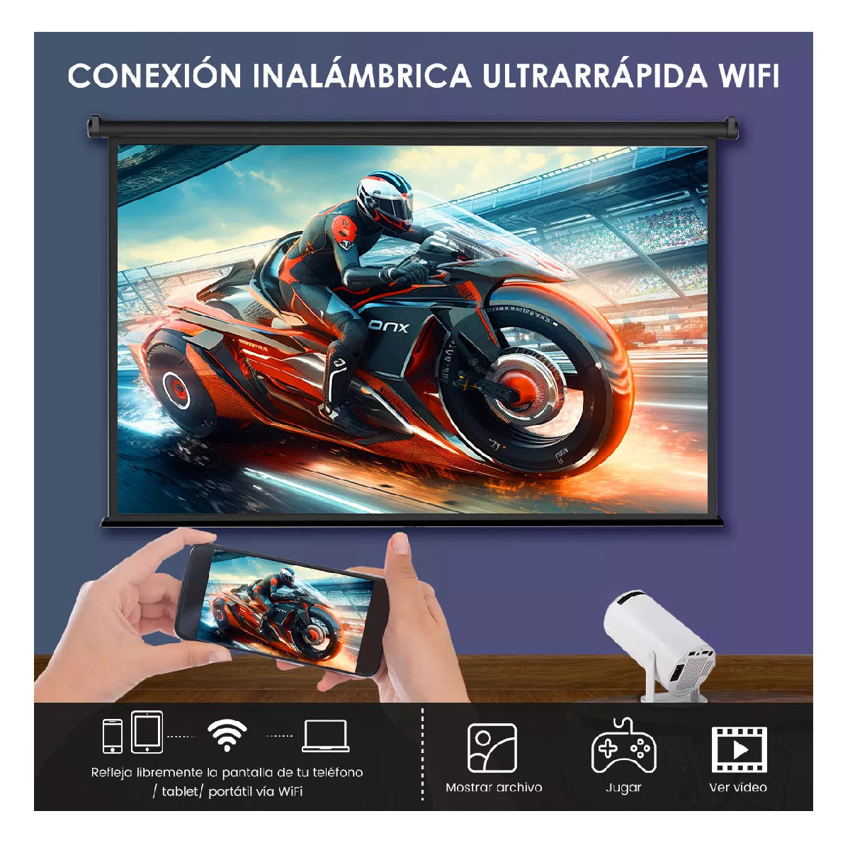 Foto 5 pulgar | Proyector Profesional Vegoos Android Wifi Led 1080p 6000 Lm Color Blanco