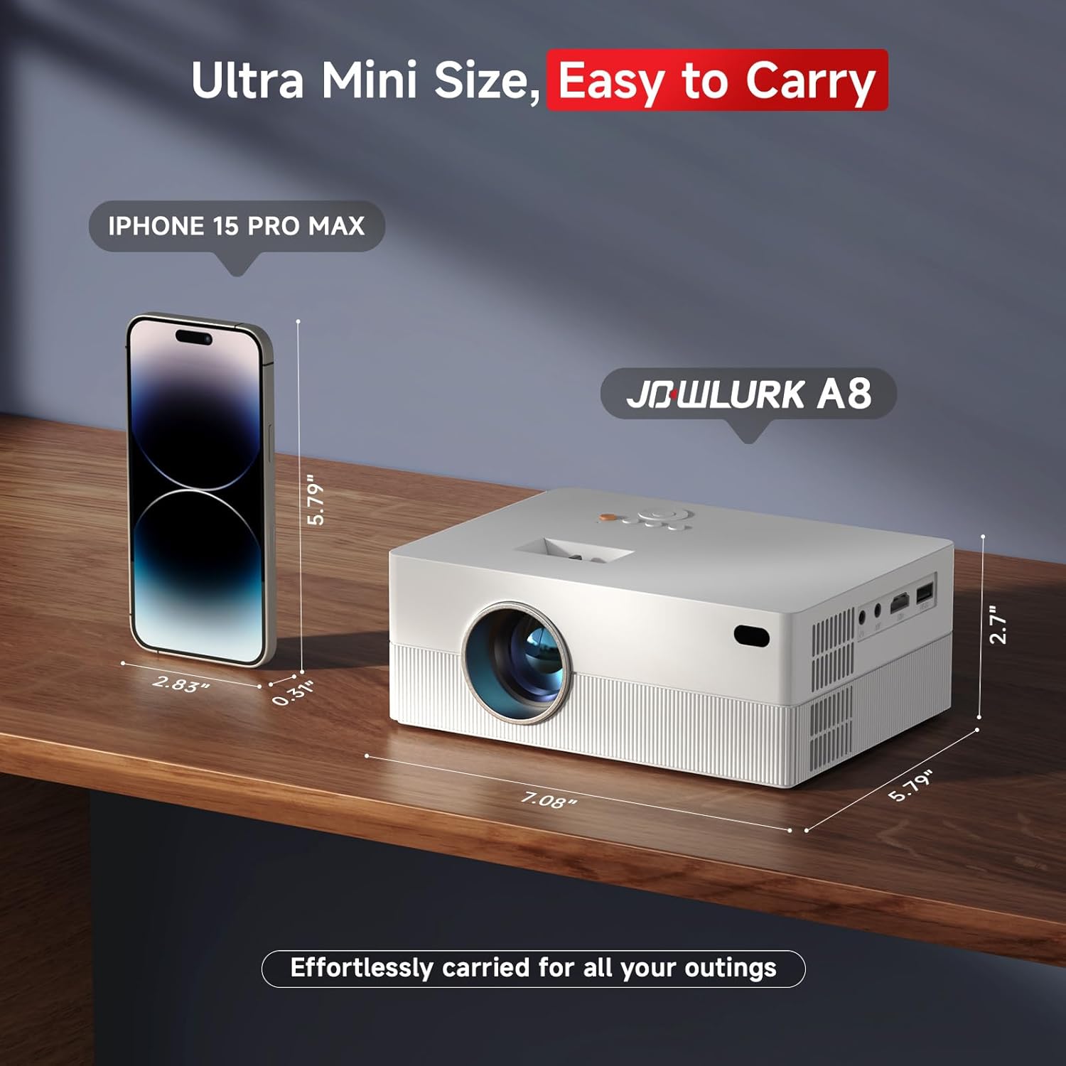 Foto 5 pulgar | Mini Proyector Jouwlurk Portátil Hd1080p/ios/android/hdmi/usb