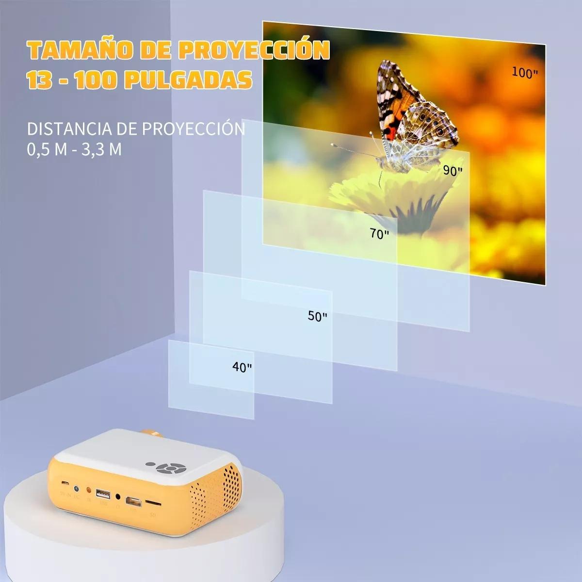 Foto 2 | Proyector Mini 1080p Hd Portátil Pantalla 100'' Eo Safe Imports Esi-12604 Multicolor
