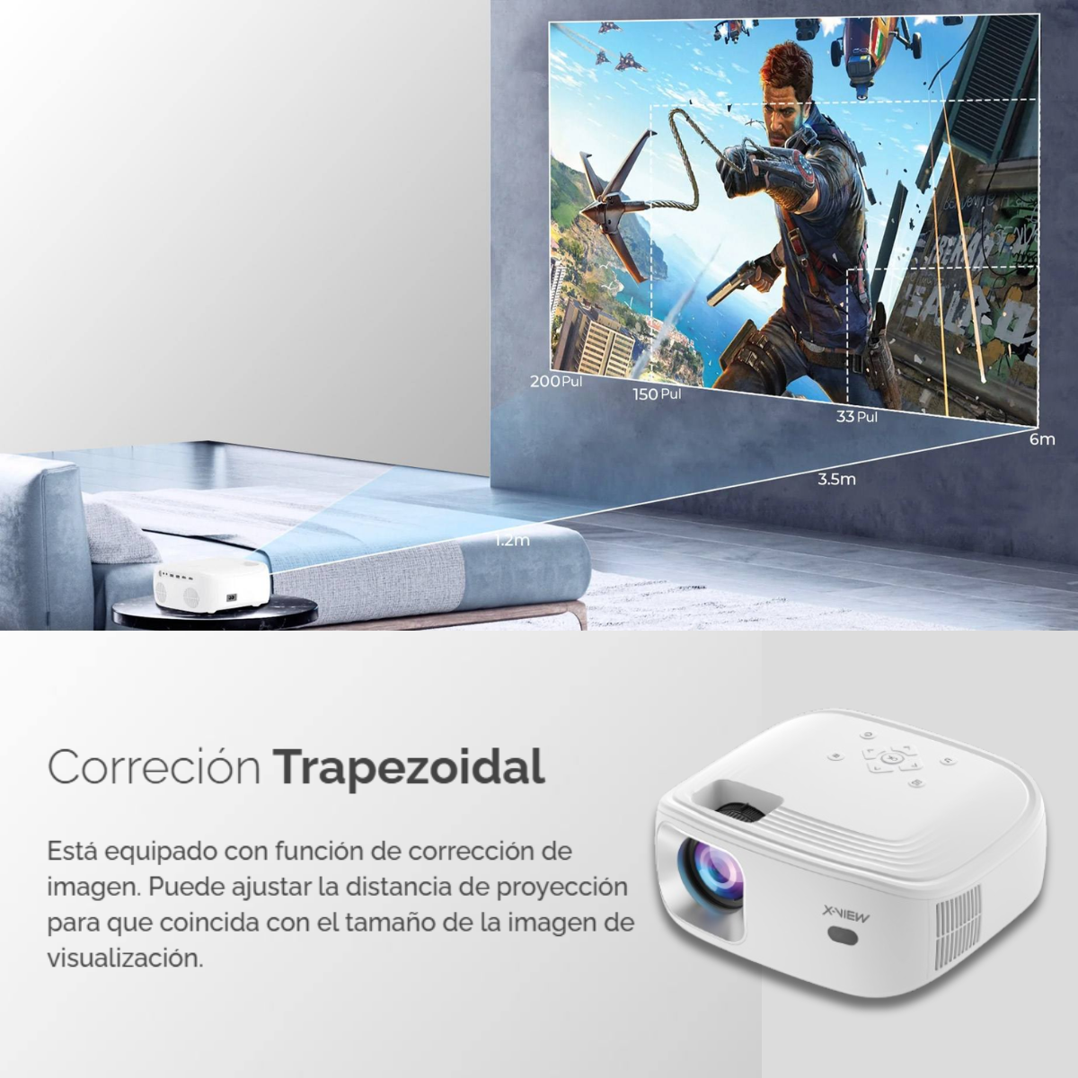 Foto 6 pulgar | Proyector Mini Smart PJX500 Pro 1080P 1200 Lúmenes 200” HD X-view
