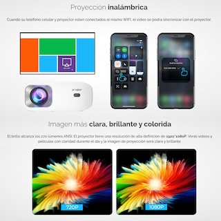 Foto 6 | Proyector Mini Smart PJX500 Pro 1080P 1200 Lúmenes 200” HD X-view