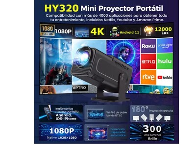 Foto 4 | Xtellar Proyector 4k Wifi, Alta Definición Profesional Con Sistema Android, Modelo Hy320, Potencia 12000lm, Col