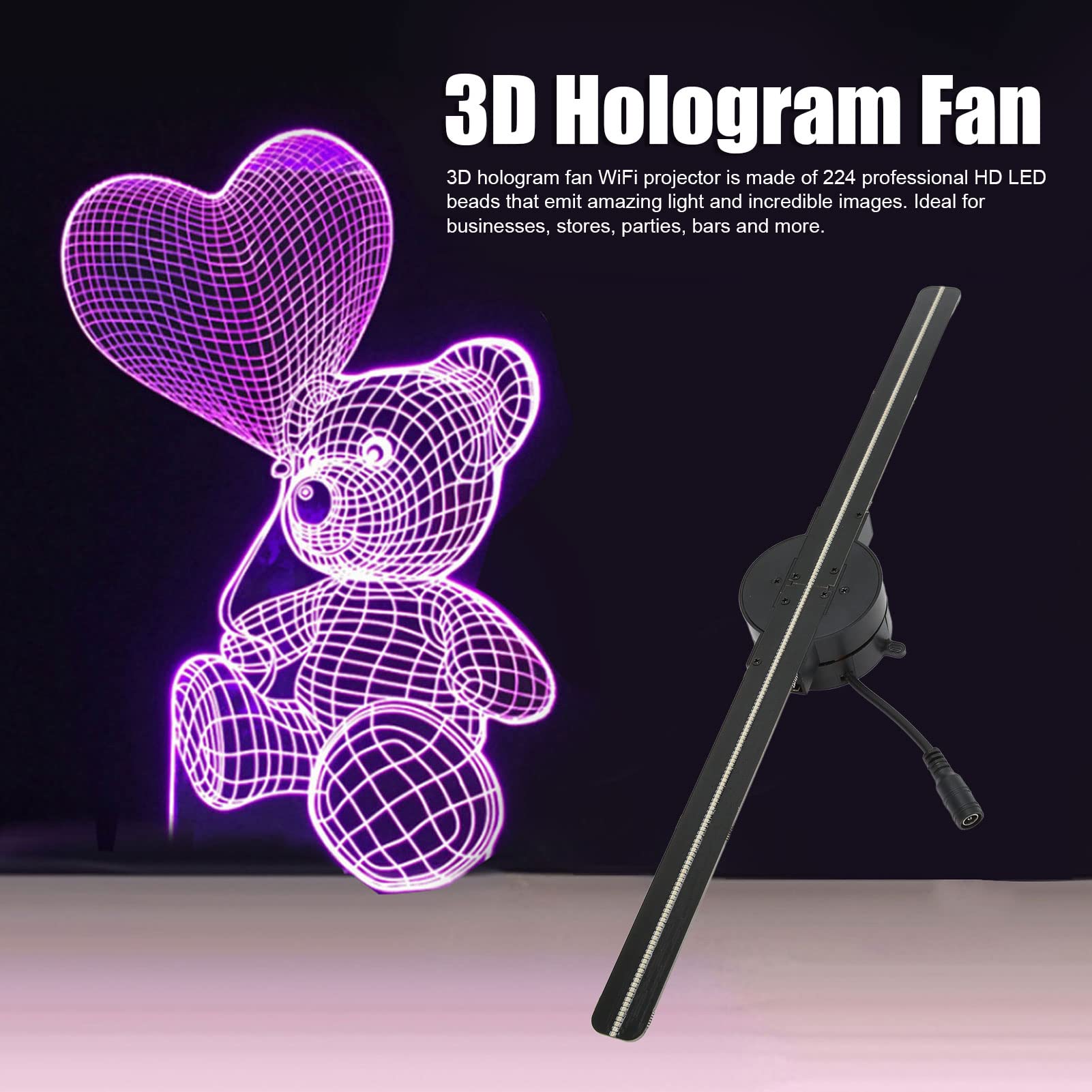 Foto 3 pulgar | Ventilador 3d Con Holograma Ashata Proyector 3d Wifi De 16,5 Pulgadas, 2000 X 224 - Venta Internacional.