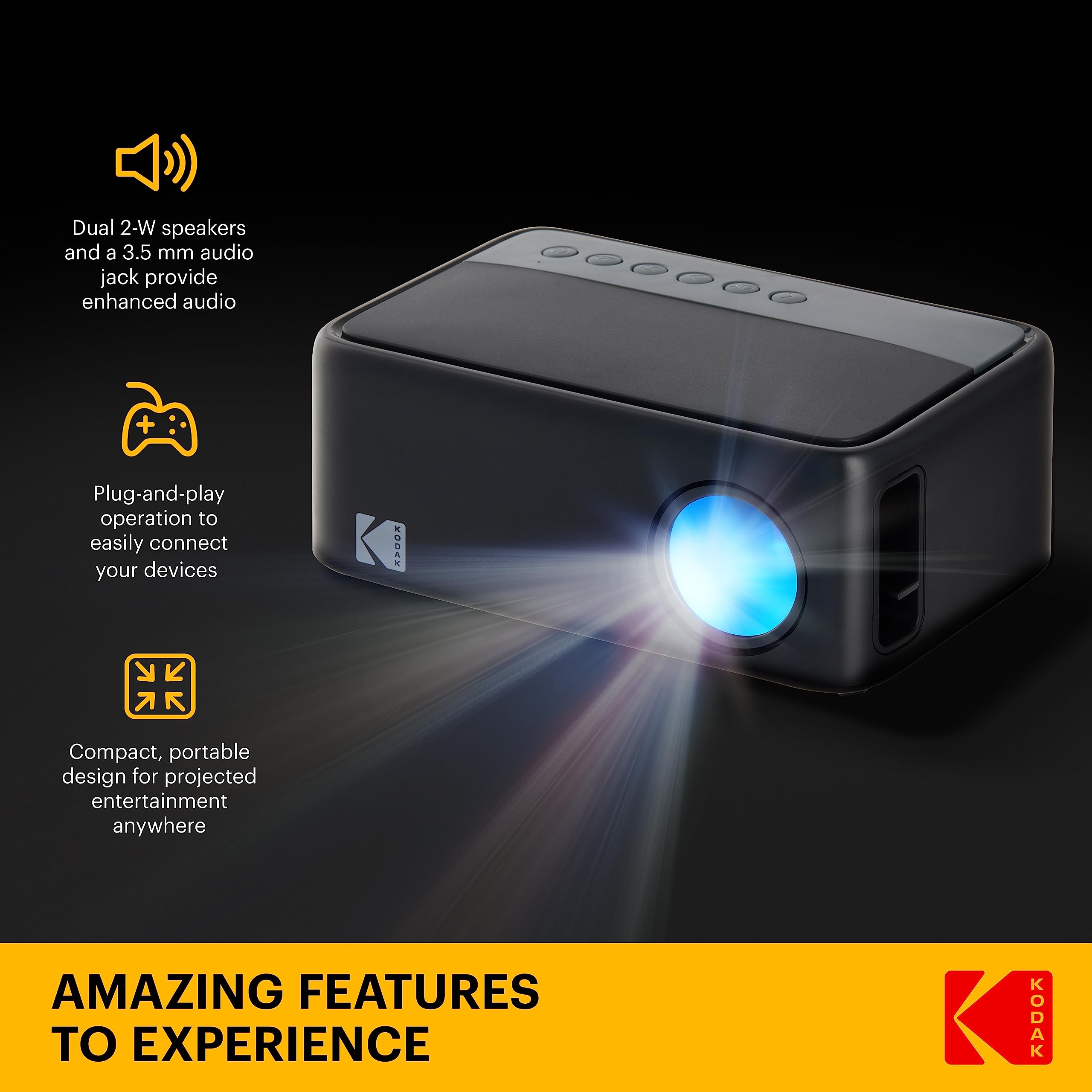 Foto 2 | Proyector Pico Kodak Flik X1 Mini Portátil 480p 100» Negro - Venta Internacional.
