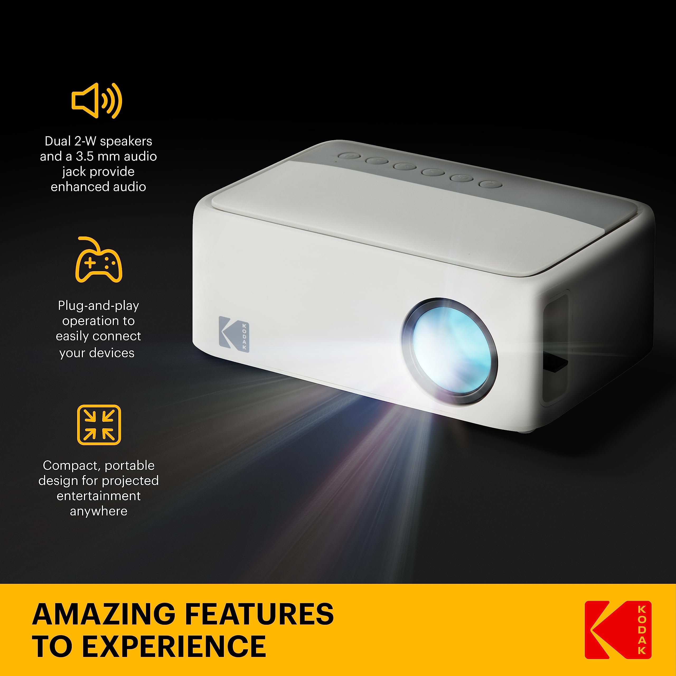Foto 3 pulgar | Proyector Pico Kodak Flik X1 Mini Portátil 480p 100» Blanco - Venta Internacional.