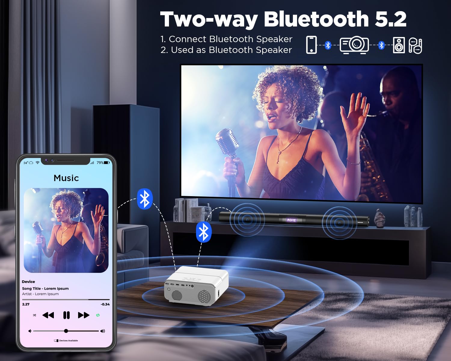 Foto 3 | [proyector] Dbpower 4k 600 Ansi Fhd 1080p Nativo Con Wifi 5g Y Bt - Venta Internacional.