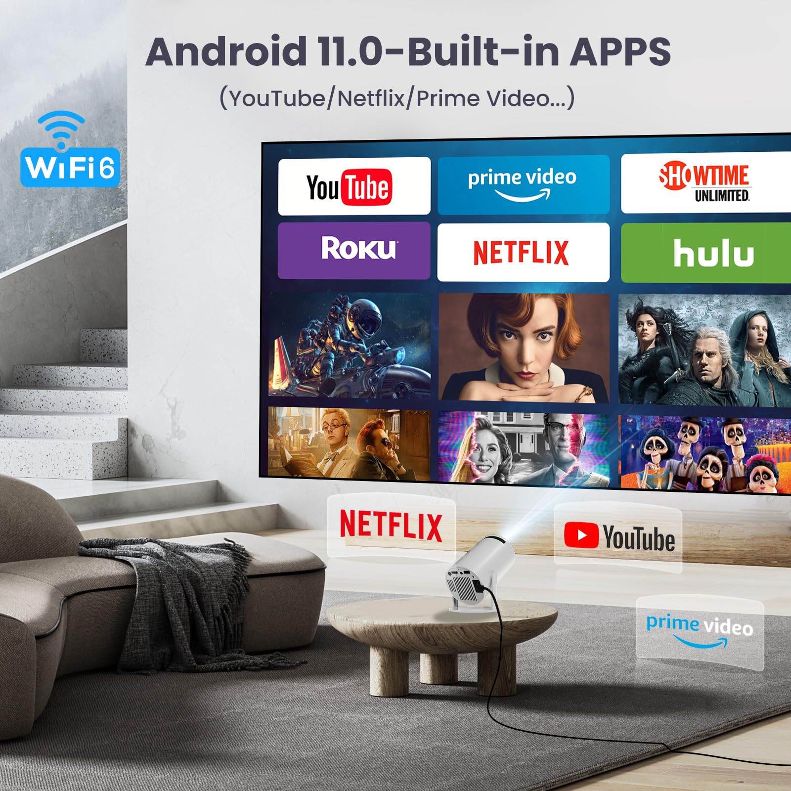 Foto 3 | Proyector Hippus Hy300pro 350ansi Android 11.0 Wifi Bluetooth - Venta Internacional.