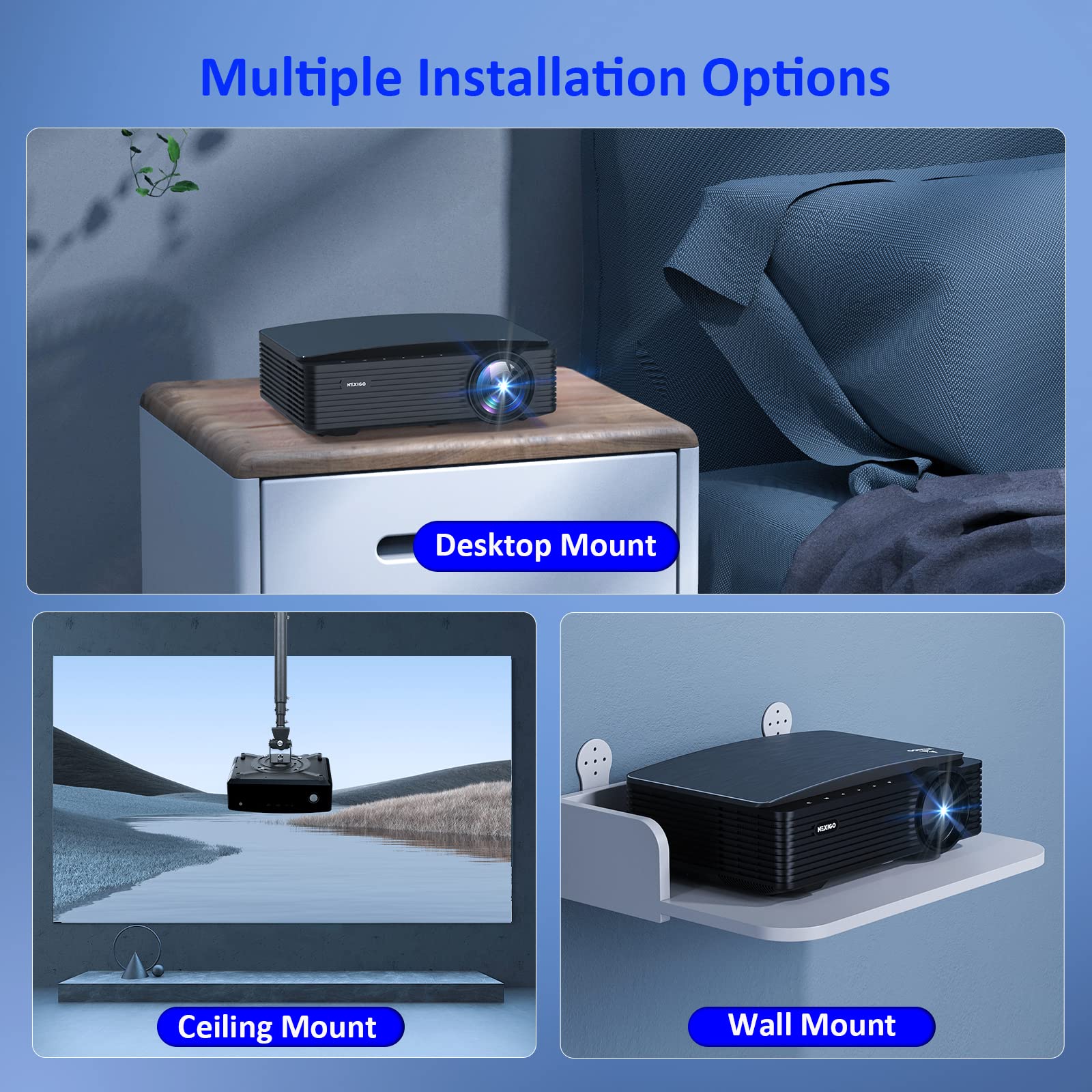 Foto 8 pulgar | Proyector Exterior Nexigo Pj20 Wifi Bluetooth 1080p Con Sonido - Venta Internacional.