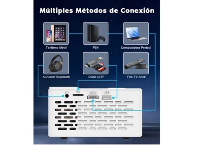 Foto 3 | Proyector Inteligente Xtellar Tmy V08 Led Hd, 7000lm Con Pantalla Vibrante En Blanco