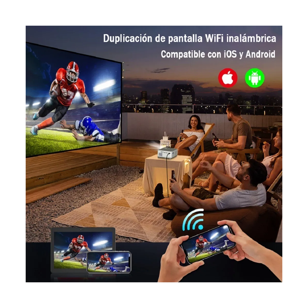 Foto 3 pulgar | Proyector Wifi Portátil Hd 1080p Led 4000 Lm Eo Safe Imports Esi-20198 Blanco