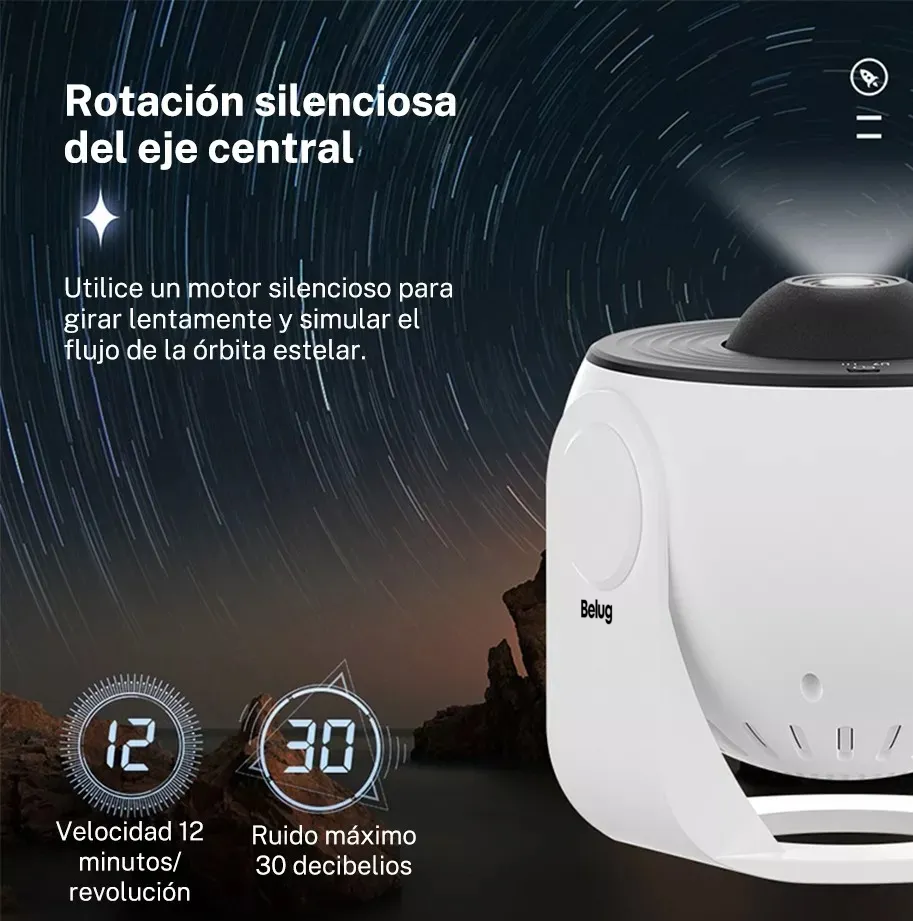 Foto 4 pulgar | Proyector De Estrellas  Belug Cielo Estrellado Luz Nocturna Blanca Blanco