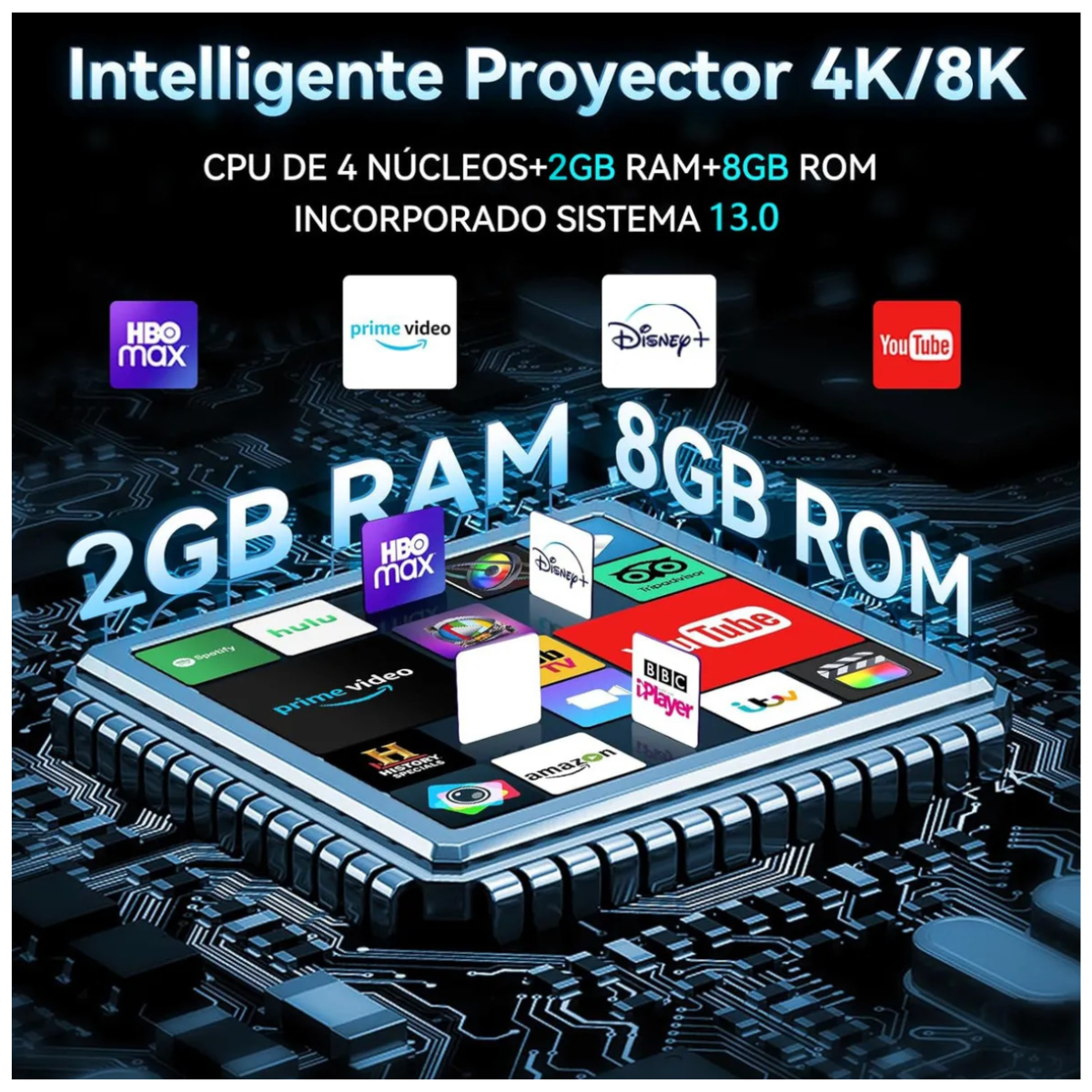 Foto 4 pulgar | Proyector Hy350 4k Compatible Con Ios  Android Color Blanco