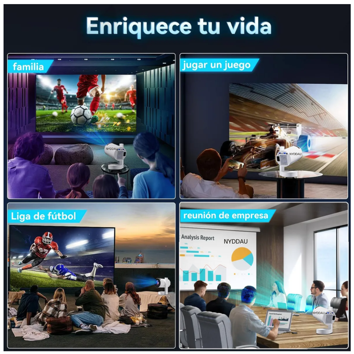 Foto 9 pulgar | Proyector Hy350 4k Compatible Con Ios  Android Color Blanco