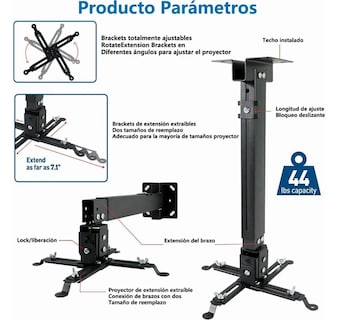 Foto 4 | Soporte Xtellar Proyector Universal Cañón Ajustable 15kg Techo Pared