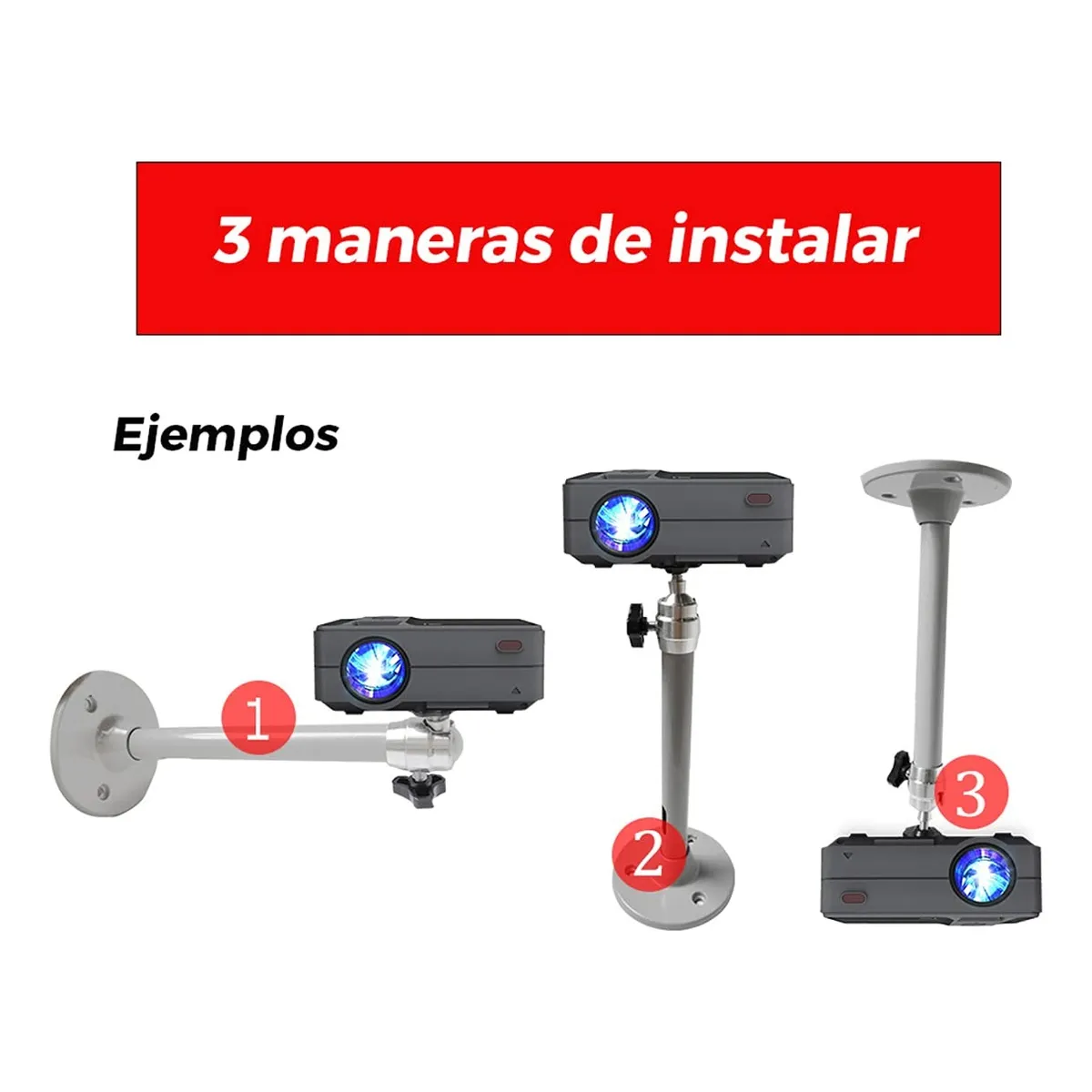 Foto 4 pulgar | Soporte Proyector Universal 360°ajustable Para Techo Lab.g Plata