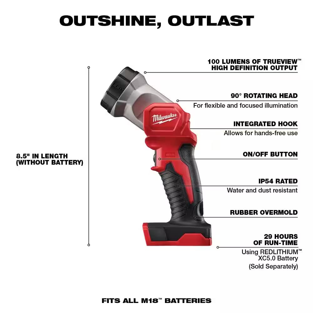 Foto 3 pulgar | Lámpara De Trabajo Milwaukee M18 2735-20 Led 160 Lúmenes - Venta Internacional.