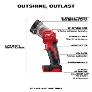 Foto 2 | Lámpara De Trabajo Milwaukee M18 2735-20 Led 160 Lúmenes - Venta Internacional.